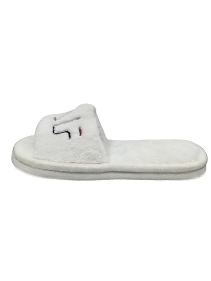 Bulk Slippers | Fuzzy Embroidered Open Toe Slippers Women Winter Warm Indoor Home Shoes Wholesale