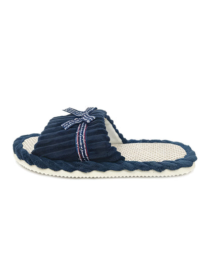Bulk Slippers | Soft Striped Bow Corduroy Slippers Women Winter Cozy Indoor House Shoes Wholesale