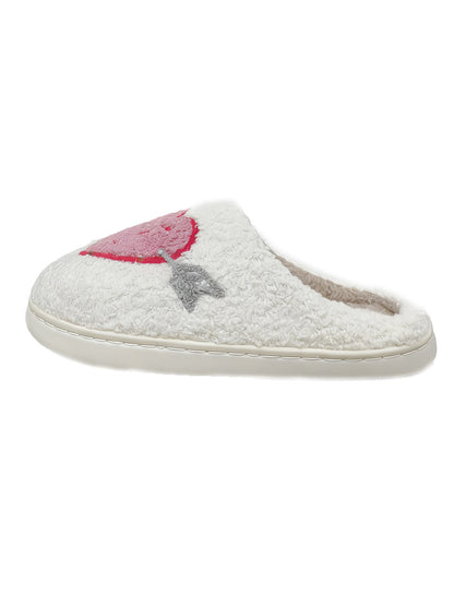 Bulk Slippers | Unisex Heart Embroidery Fuzzy Slippers Winter Warm Indoor Home Shoes Wholesale